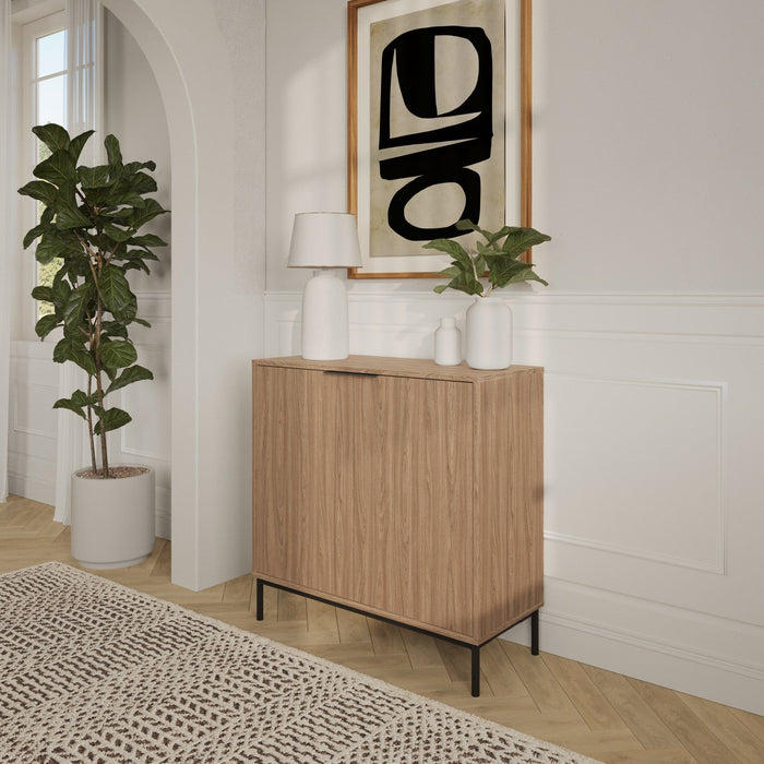 Nordika Slim 2-Door Storage Cabinet - Light Walnut 