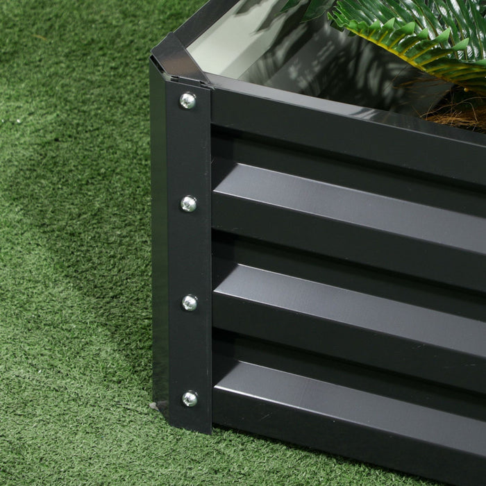 Outsunny 2 Tier Raised Garden Bed, 47\" X 40\" X 23'' Galvanized Steel Planter Box For Vegetables, Flo