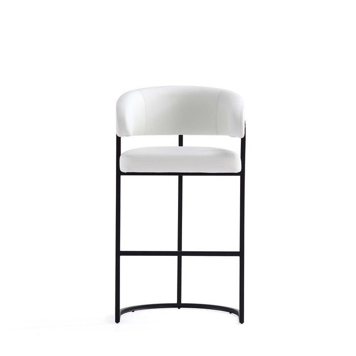 Augusta Modern Metal Upholstered Barstool in White 
