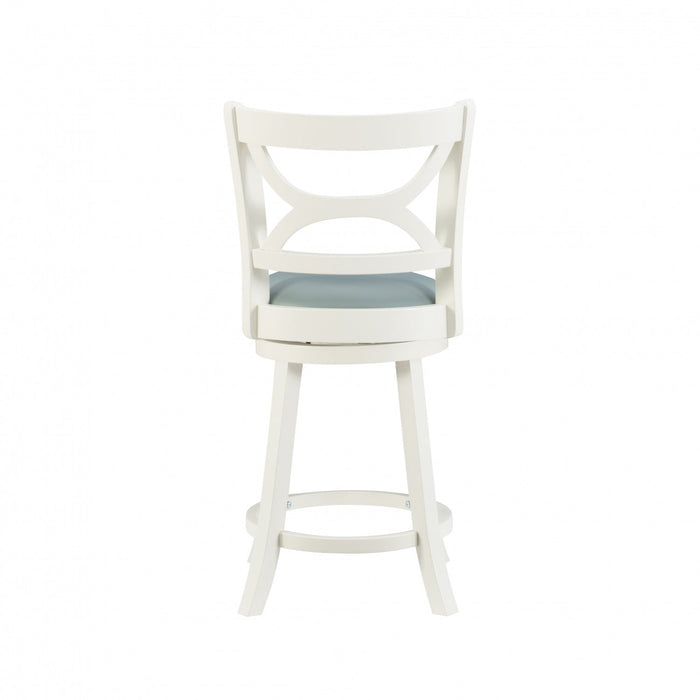Sawyer Faux Leather Counter-Height Stool - Cream and Blue