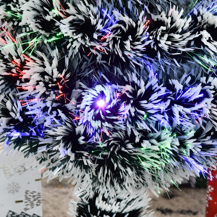 Homcom 3ft Pre-lit Optical Fiber Artificial Christmas Tree With 12 Led Lights And 90 Branches