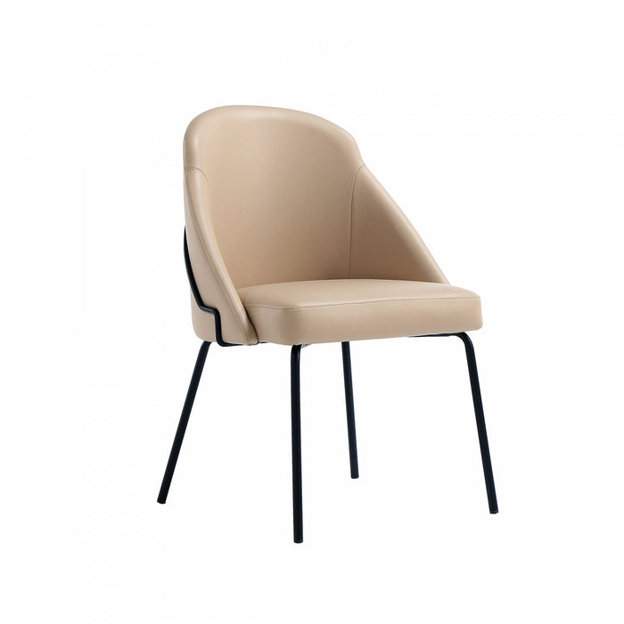 Gracie Modern Metal Vegan Leather Dining Chair in Tan and Black Armoire 