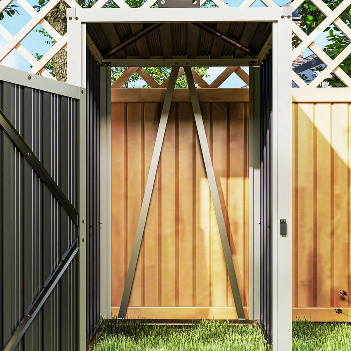 Outsunny Single Garbage Bin Shed, Lockable Storage Shed With Openable Lid
