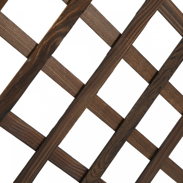 Outsunny 2.4 X 1 X 4.9 Ft Garden Wooden Pine Trough Planter With Topped Trellis Climbing Plants Flow