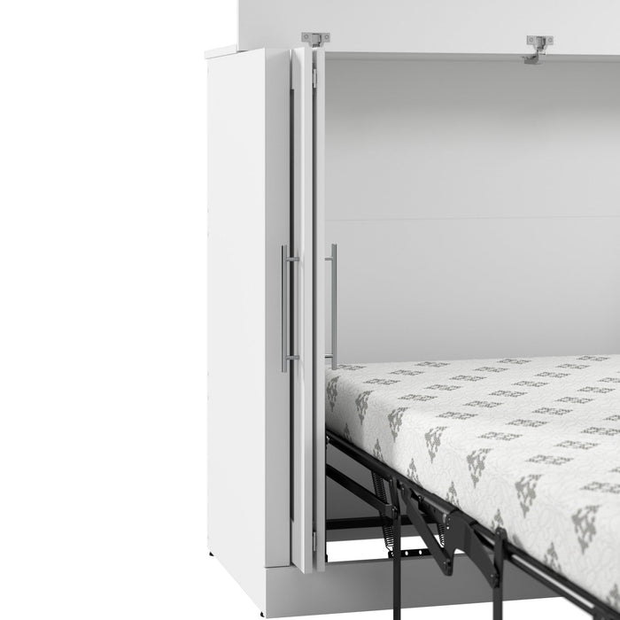 Bestar Pur 75 W Queen Cabinet Bed with Mattress - White