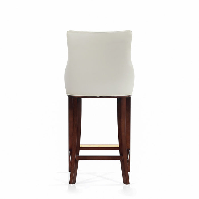 Shubert Modern Wood Upholstered Barstool in Ivory - Set of 2 