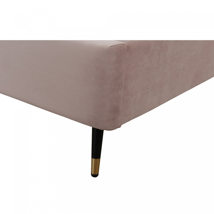 Crosby Modern Upholstered Velvet Full Bed in Blush 