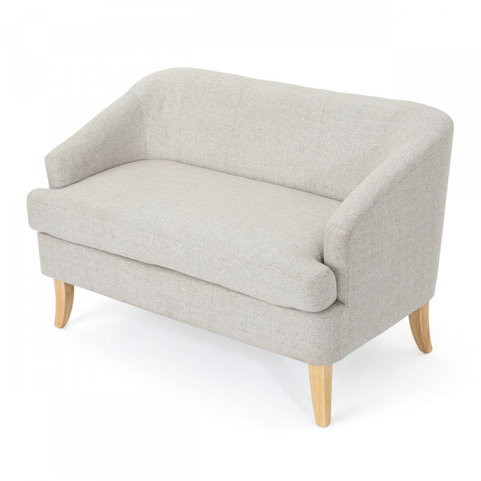 Zona Linen-look Fabric Loveseat With Flared Wood Legs - Beige 