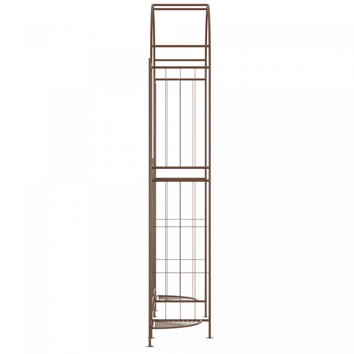 Outsunny 7ft Garden Gate Arbor Wedding Arch With Doors Plant Shelves, Brown