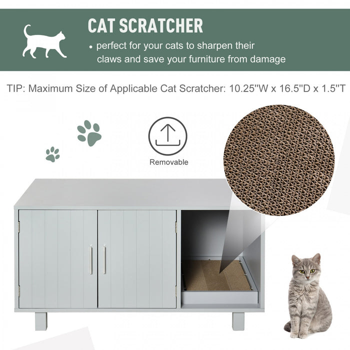Pawhut Wooden Cat Washroom Pet Litter Box Enclosure Kitten House Nightstand End Table With Scratcher