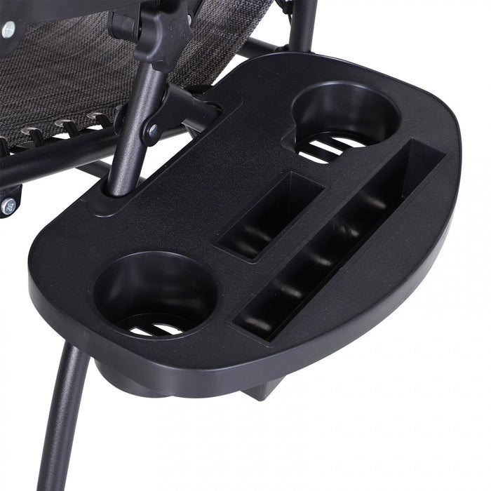 Outsunny Foldable Lounge Chair With Canopy Shade, Side Tray, Cup Holder