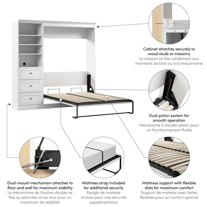 Bestar Versatile Full Murphy Bed Closet Organizer with Drawers (84 W) - White