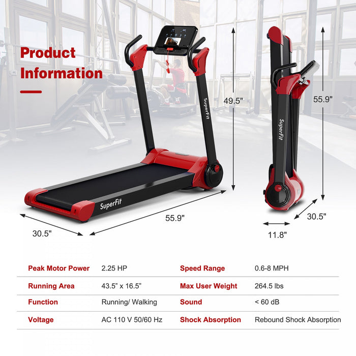 Superfit Folding 2.25hp Electric Treadmill Running Machine App Control Bluetooth