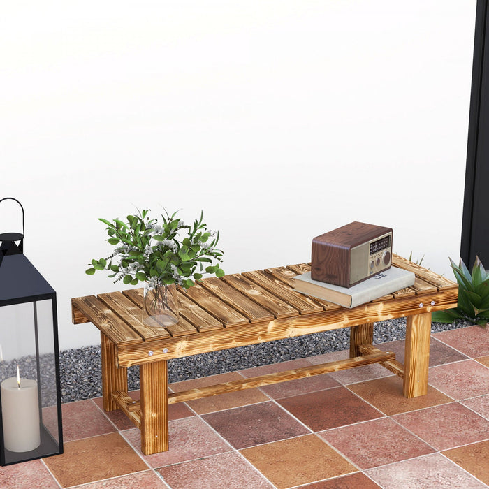 Outsunny 43.25" Outdoor Wood Garden Bench Double Seat Carbonized