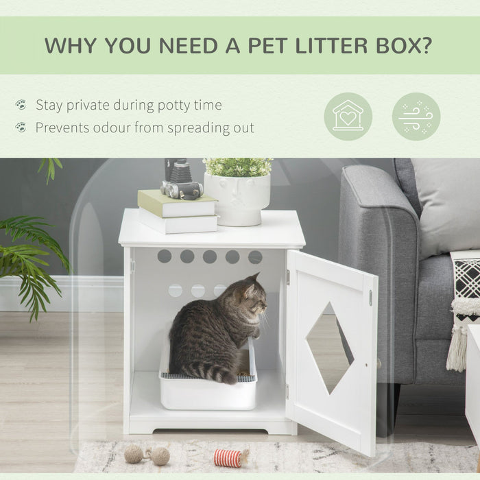 Pawhut Cat Litter Box Enclosure End Table, Indoor Cat Washroom With Magnetic Door, Hidden Litter Box