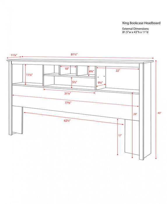 King Bookcase Headboard - Black