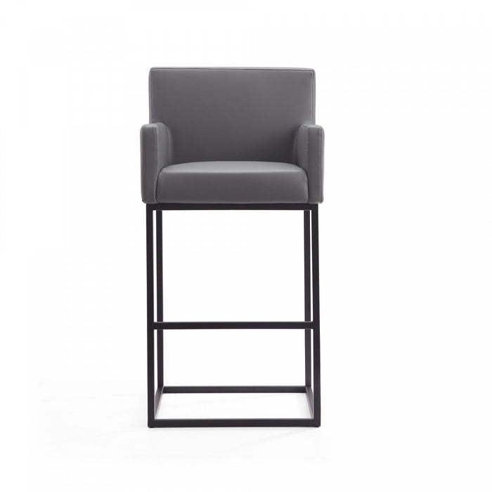 Ambassador Mid-Century Modern Metal Upholstered Barstool in Gray - Set of 3 Bar Stool 