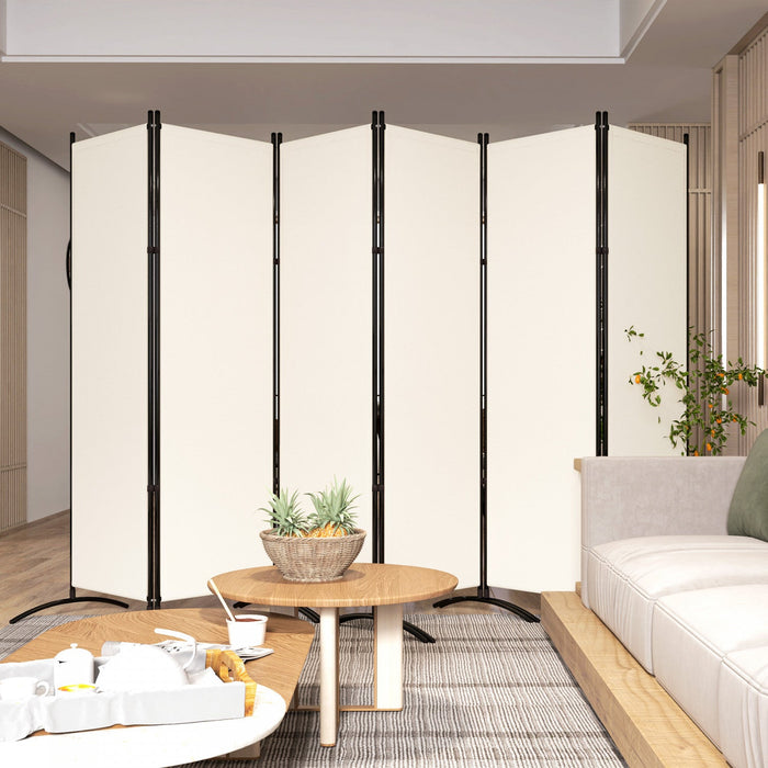 Outsunny 6 Panel Folding Privacy Screen, Uv30+ Room Divider, Beige
