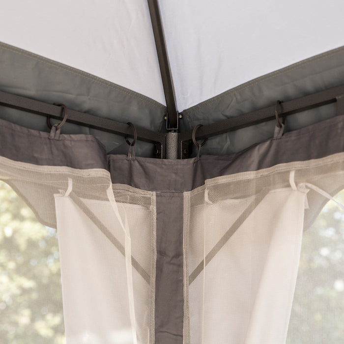 Outsunny 12' X 10' 2-tier Outdoor Gazebo Canopy Tent For Patio With Zippered Mesh Sidewalls, Solid S
