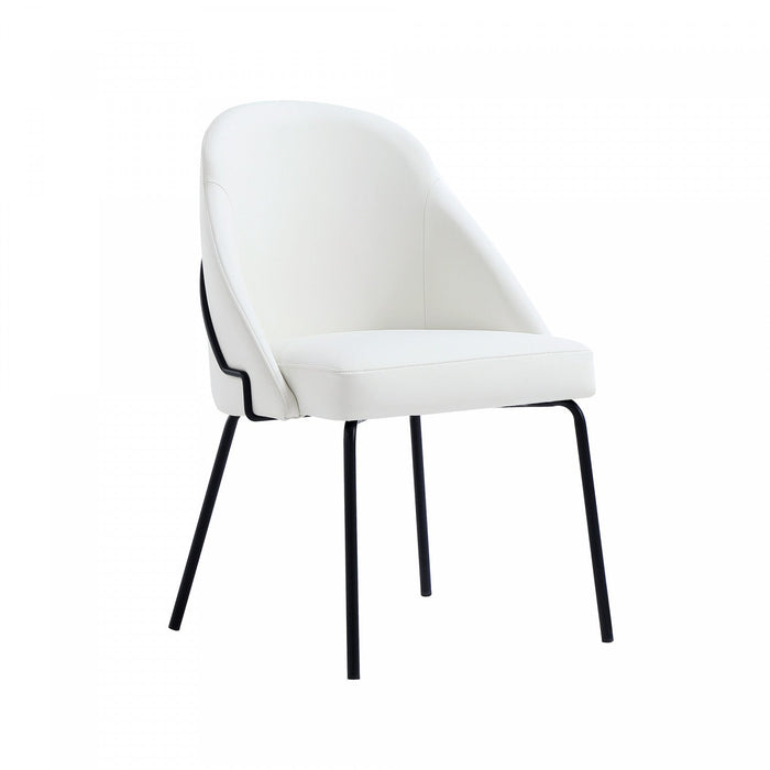 Gracie Modern Metal Vegan Leather Dining Chair in White and Black 