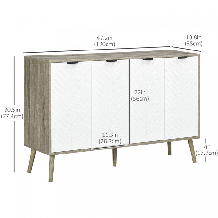 HOMCOM 47" Sideboard, Buffet Cabinet with Adjustable Shelves, Grayish Brown