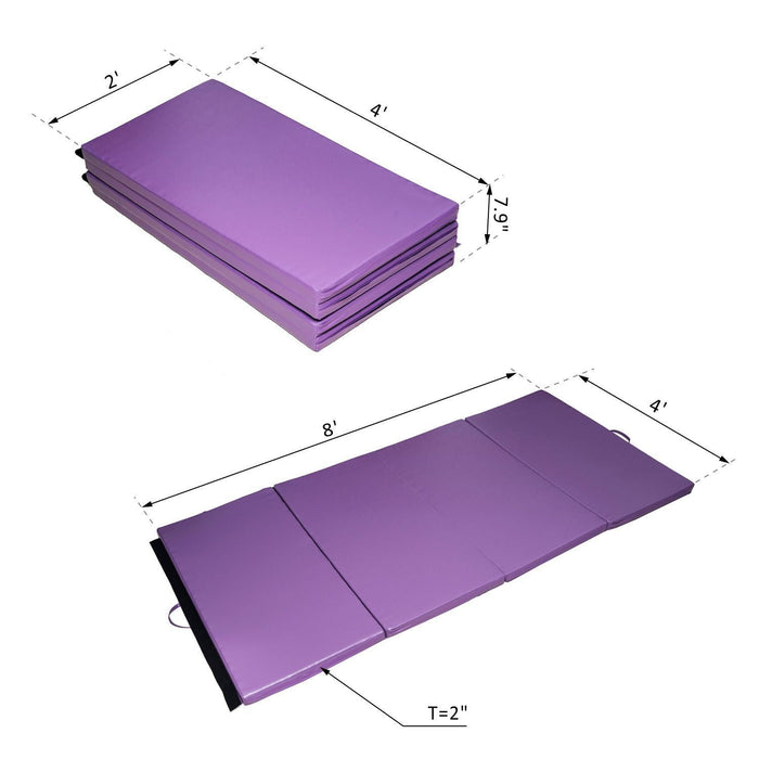 Soozier 4ftx8ftx2inch Pu Cuir Gymnastique Tumbling Gym Mat Arts Pliant Yoga Exercice Pad 4 Panneau (