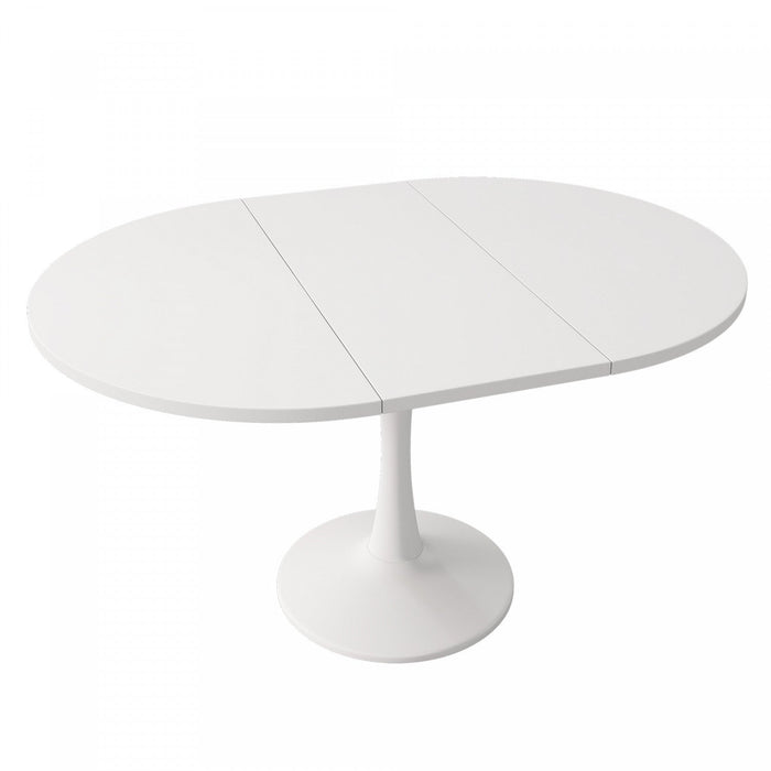 Liam Extendable Round Dining Table with Space-Saving Function,White  