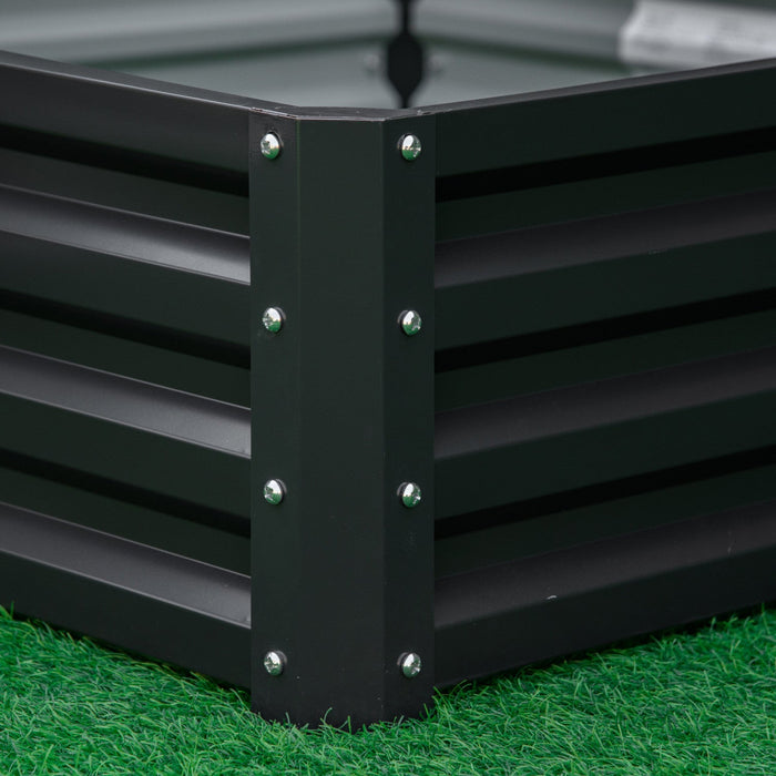 Outsunny 4' X 4' X 1' Raised Garden Bed Galvanized Steel Planter Box For Vegetables, Flowers, Herbs,