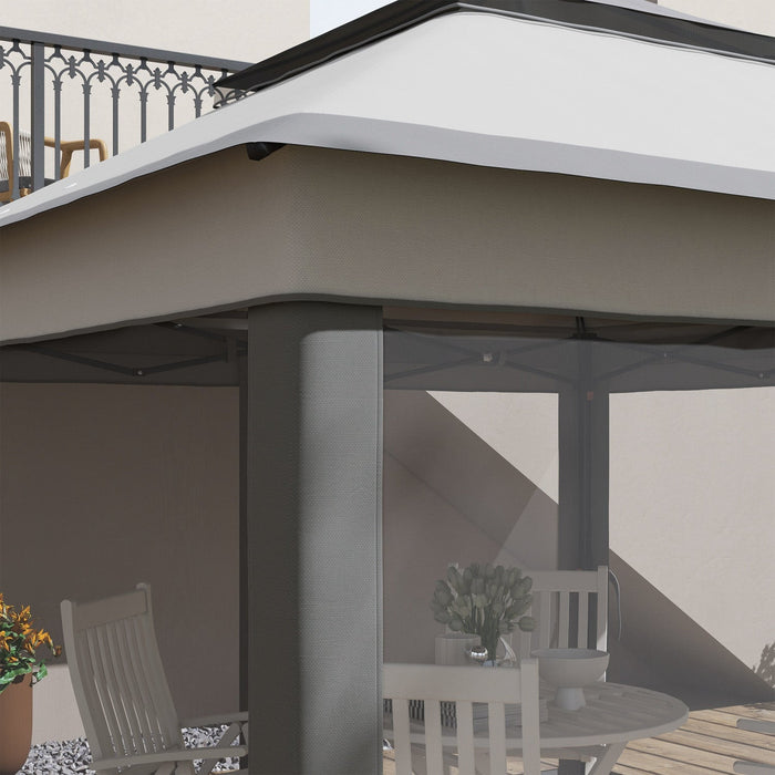 Outsunny 10.7 X10.7 Ft Pop Up Sun Shelter With Uv30+ Roof Cover, Light Grey