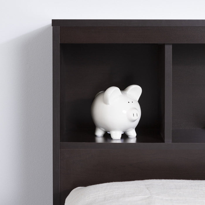 Spark Bookcase Headboard With Storage - Chocolate  