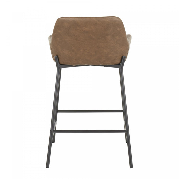 LumiSource Daniella Espresso Faux Leather Industrial Counter-Height Stool - Set of 2