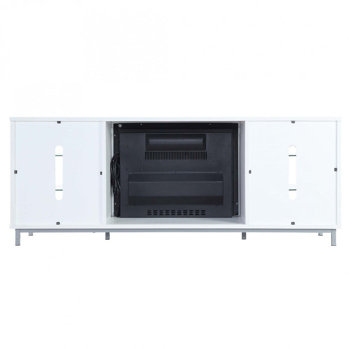Brighton Modern 2-Piece Electric Fireplace in Black and White 