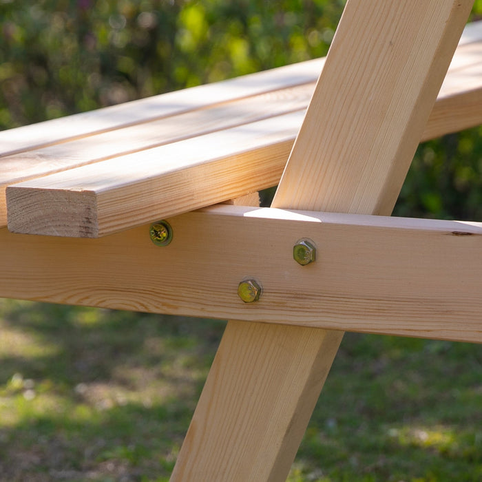 Outsunny Wood Picnic Table Set With Built-in Benches Umbrella Hole Natural