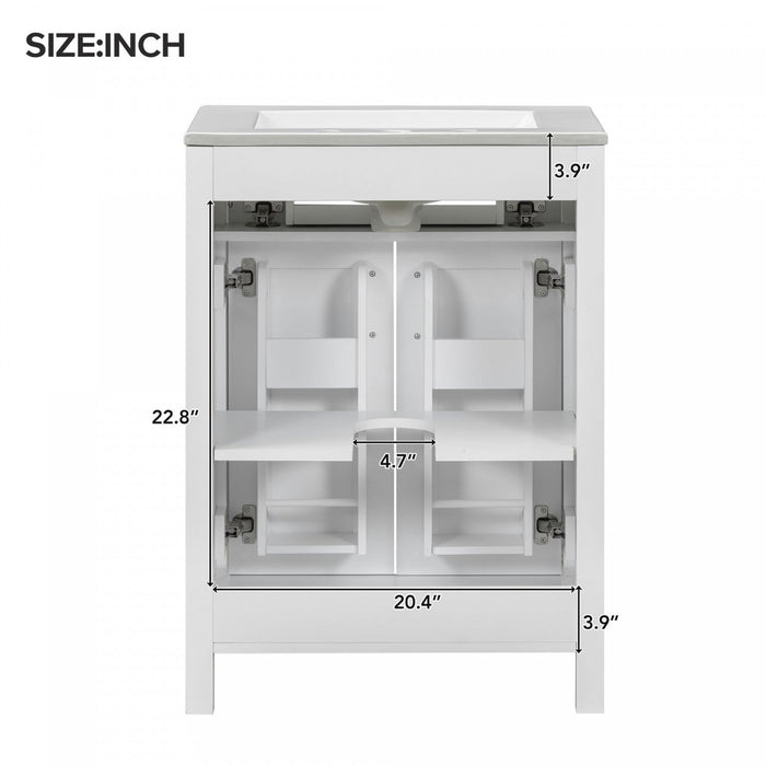 Olivia 24\" Space-saving Storage Bathroom Vanity Combo With Solid Wood Frame - White 