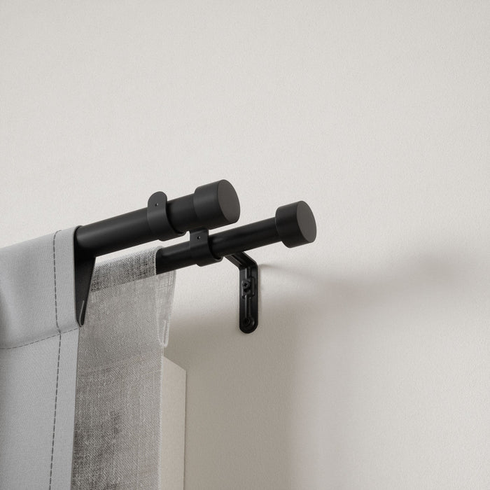 Umbra Cappa Brushed Black Expandable Double 1\" Curtain Rod - 66\"-120\" 