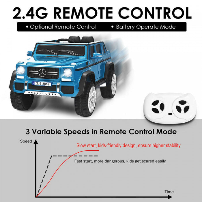 12v Licensed Mercedes-benz Kids Ride On Car Rc Motorized Vehicles W/ Trunk Navy
