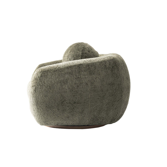 Tribeca Mid-Century Modern Chenille Lounge Chair in Olive Green 