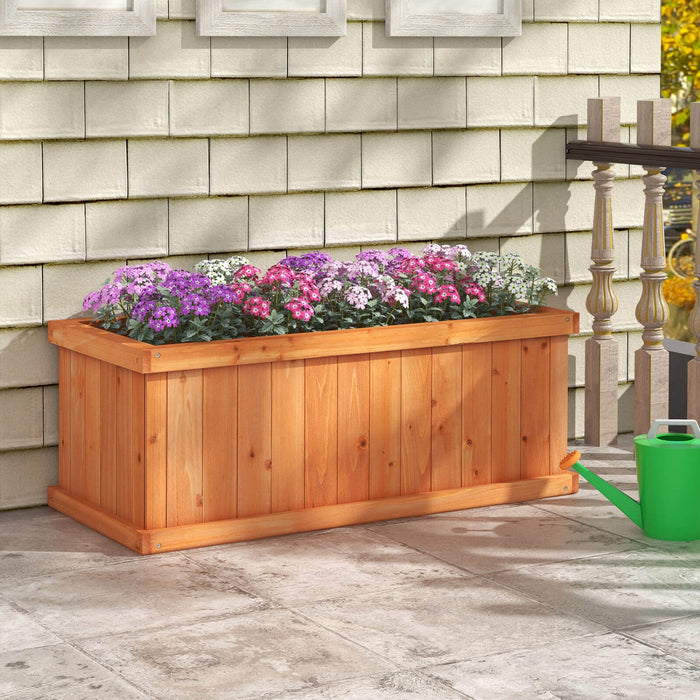 Costway Raised Garden Bed Fir Wood Rectangle Planter Box With Drainage Holes Orange