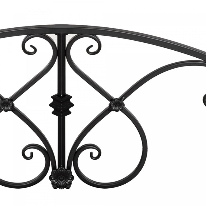 Outsunny Garden Bridge 3.3', Floral Pond Bridge With Safety Railings Black