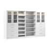 Bestar Florence 132\" Modular Walk-In Closet System with LED Lights, Drawers, Doors and Shoe Shelves 