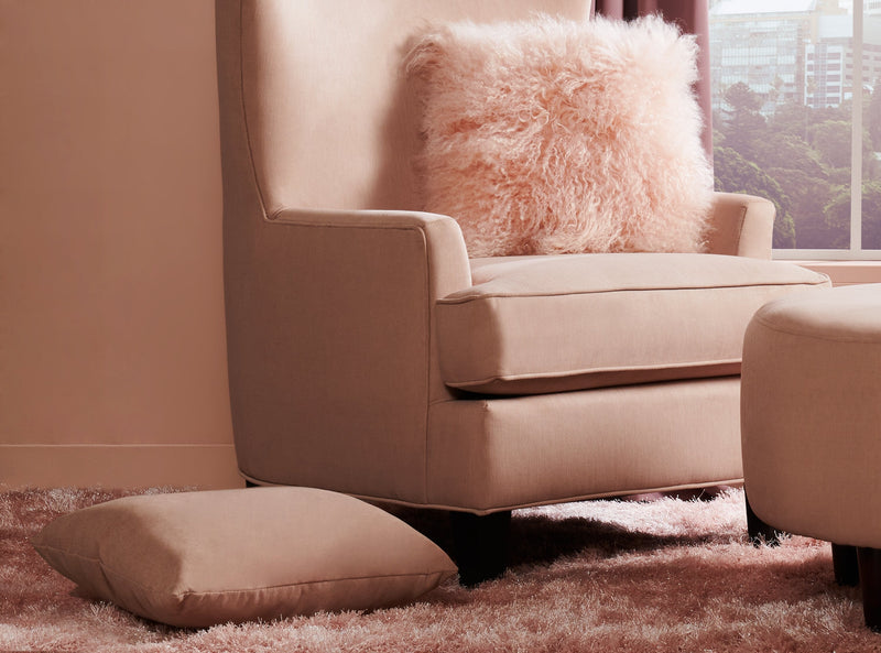 Mongolian Sheepskin Accent Pillow - Rose