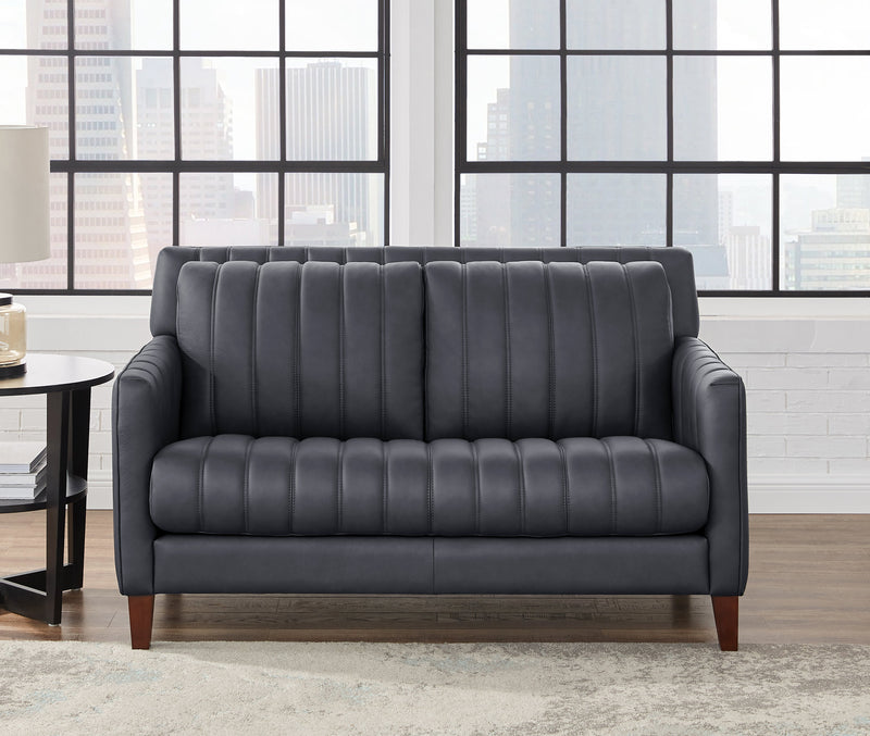 Hydeline Archer Leather Loveseat - Blue