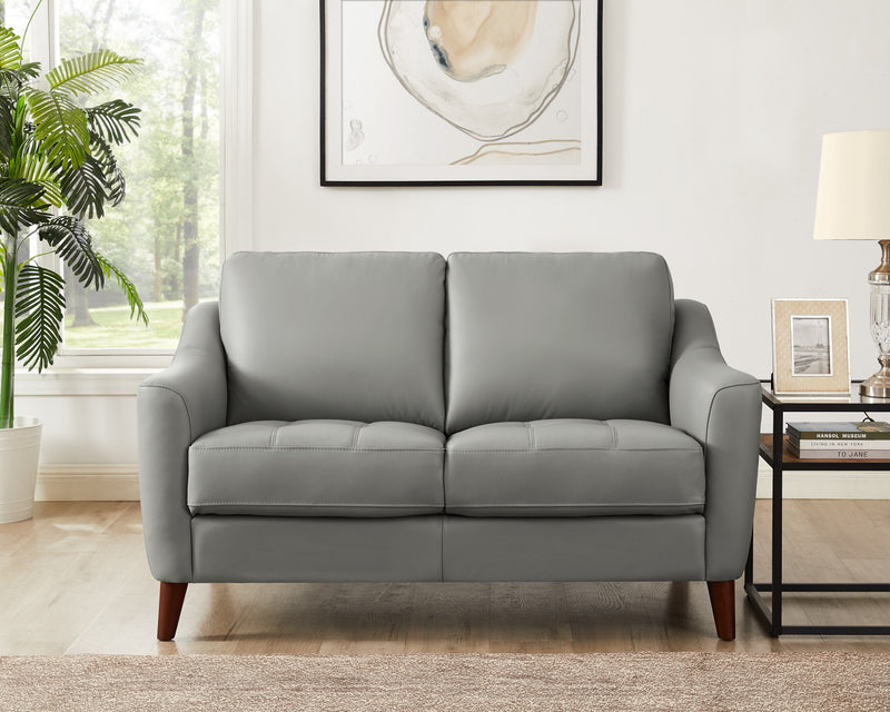 Hydeline Ersa Leather Loveseat - Grey