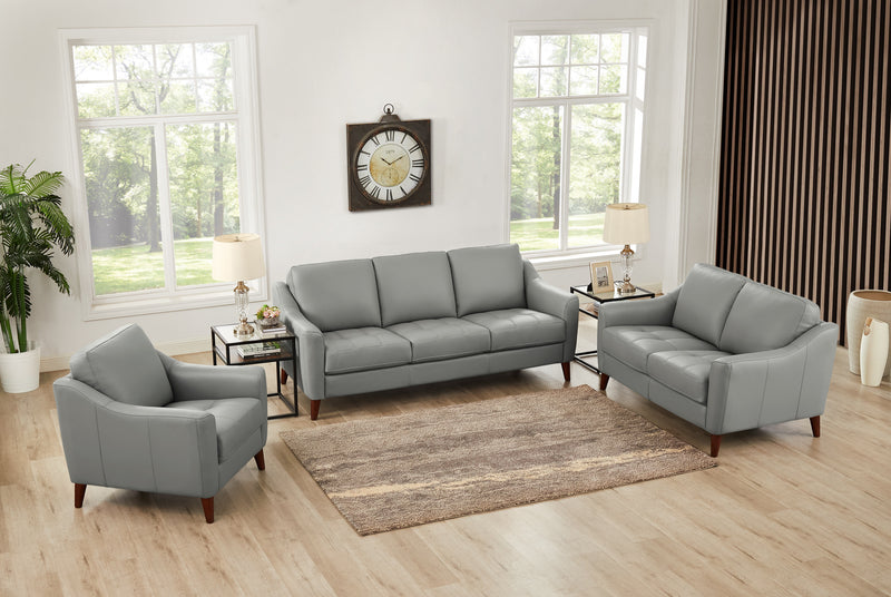 Hydeline Ersa Leather Loveseat - Grey