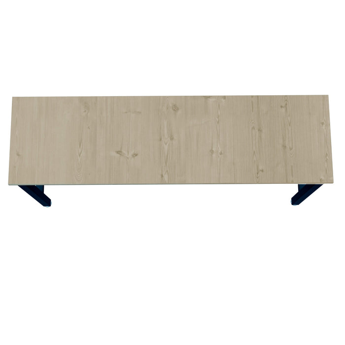 Manhattan Comfort Fortress 72.4\" Natural Wood & Steel Garage Table - Charcoal Grey