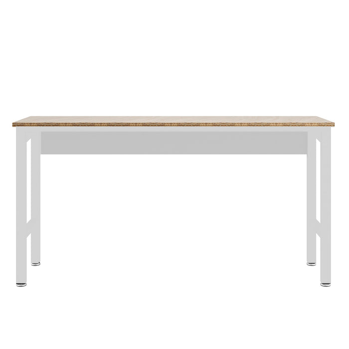 Manhattan Comfort Fortress 72.4\" Natural Wood & Steel Garage Table - White
