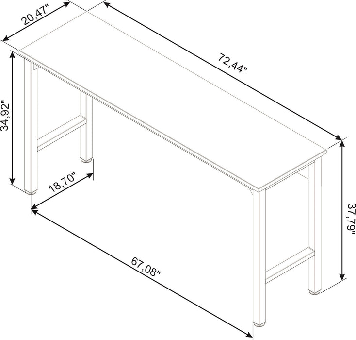 Manhattan Comfort Fortress 72.4\" Natural Wood & Steel Garage Table - White