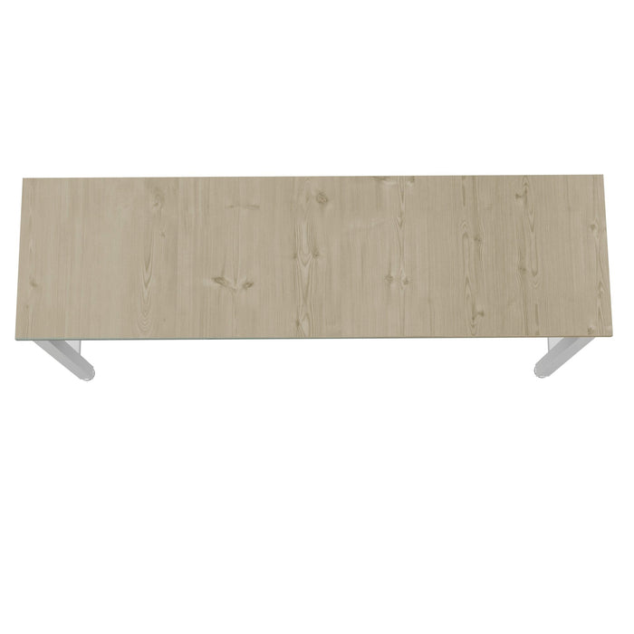 Manhattan Comfort Fortress 72.4\" Natural Wood & Steel Garage Table - White