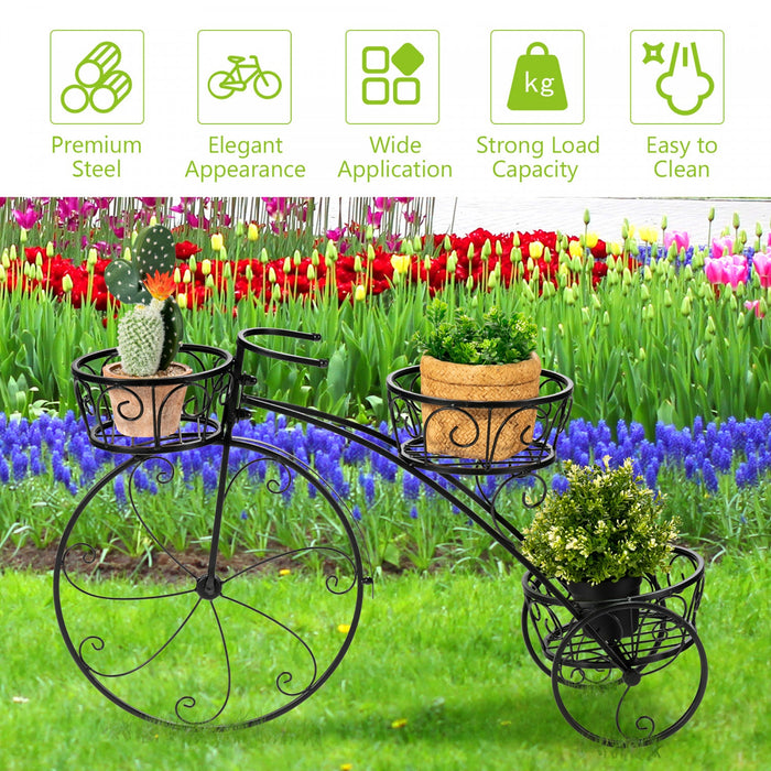 Costway Tricycle Plant Stand Flower Pot Cart Holder Parisian Style Displaying