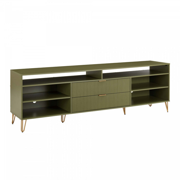 Dumbo Modern 85\" Fluted TV Stand in Olive Green 